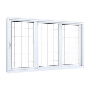 VITRO LUCASA FACILITA DE CORRER LATERAL ACO 2 FOLHAS MOVEIS 1 FIXA COM FECHO EMBUTIDO GRADE QUADRADA 100X150X13
