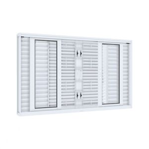 VENEZIANA LUCASA FACILITA DE CORRER CENTRAL FLEX BRANCA GRADE QUADRADA 6 FOLHAS 100X150X15,5