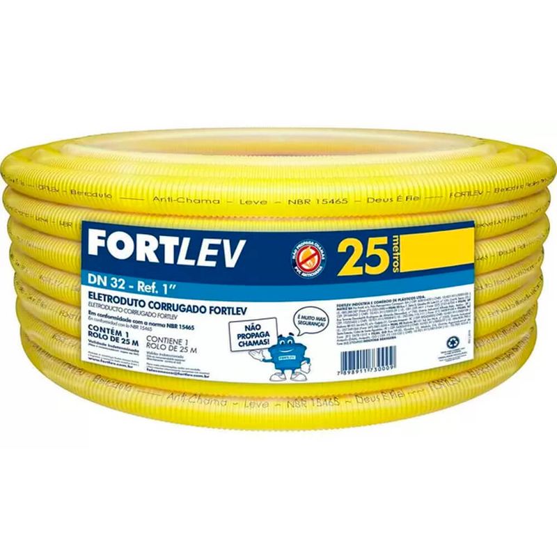 CONDUITE-CORRUGADO-FORTLEV-AMARELO-32MM