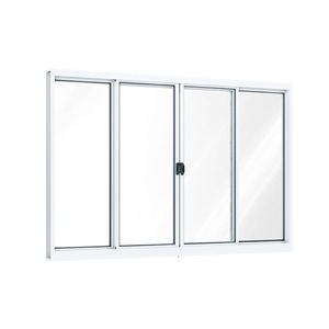 VITRO RIOBRAS ALUMINIO DE CORRER CENTRAL SEM GRADE 4 FOLHAS 100X150X8.5 2FOLHA MOVEIS 2 FIXAS - A381.0 BRANCO