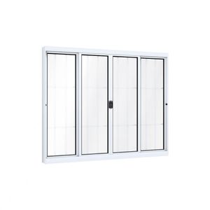 VITRO LUCASA IDEALI ALUMINIO DE CORRER CENTRAL COM GRADE 4 FOLHAS 100X200X6,7
