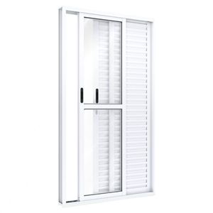 PORTA RIOBRAS ALUMINIO BALCAO DE CORRER LATERAL BRANCA 213X150X12 DIREITA - A153.2