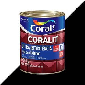TINTA ESMALTE SINTETICO CORALIT 112.5 ML PRETO ULTRA RESISTENTE