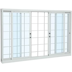 VITRO SASAZAKI APD DE CORRER ABERTURA CENTRAL GRADE QUADRICULADA BRANCA 4 FOLHAS 100X150X12
