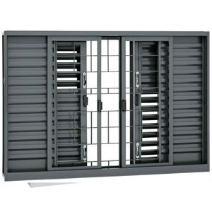 VENEZIANA SASAZAKI SILENFORT MULTFLEX 100X200X16 ABERTURA CENTRAL GRADE QUADRICULADA 6 FOLHAS