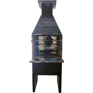 CHURRASQUEIRA ARCIPREM P/4 ESPETOS RADIX SLIM TABACO C/MESA 63CM COM FUNDO DE INOX E GRAVATA