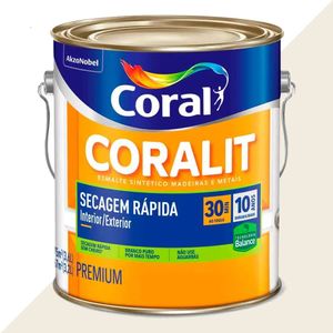 TINTA ESMALTE SINTETICO CORALIT TOTAL 3600ML BRANCO PERMANENTE BRILHANTE SECAGEM RAPIDA BASE D AGUA