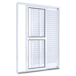 PORTA LUCASA FACILITA BALCAO DE CORRER LATERAL DIREITA BRANCA 3 FOLHAS 214X150X14