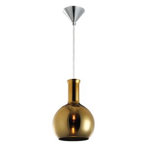 PENDENTE AVANT FRACONIA VIDRO DOURADO CANOPLA PRETO PARA 1 LAMPADA E27 RETRO
