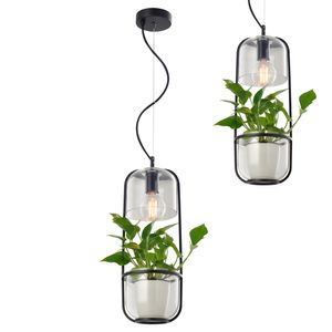 PENDENTE AVANT NATURE RETANGULAR ACO PRETO FOSCO PARA 1 LAMPADA E27