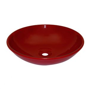 CUBA VIDRO PRISMATIC REDONDA APOIO 35CM VERMELHA FL