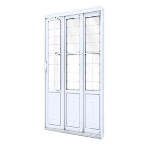 PORTA LUCASA FACILITA BRANCA DE CORRER LATERAL COM POSTIGO GRADE QUADR D 213X150X17