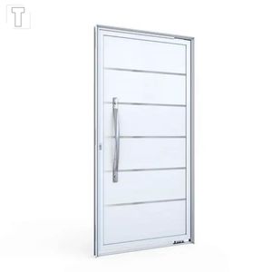 PORTA LUCASA ALUMINIO BRANCO DE GIRO PIVOTANTE LAMBRI COM FRISO E PUXADOR 80CM DIREITA 215X105X8 - 9182.2