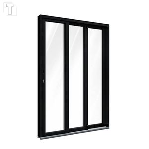 PORTA LUCASA ALUMINIO PRETO DE CORRER LATERAL SEM TRAVESSA 2F MOVEIS 1F FIXA  ESQ 215X150X14,3 P9004.1