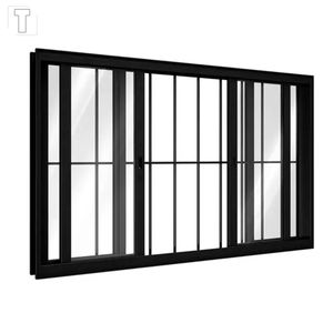 VITRO LUCASA ALUMINIO PRETO CORRER CENTRAL 100X150X10,5  4 FOLHAS COM GRADEP9021.0