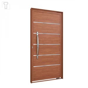 PORTA LUCASA ALUMINIO MADEIRADO DE GIRO PIVOTANTE LAMBRI COM FRISO E PUXADOR 80CM ESQUERDA 215X105X8 - MD9182.1