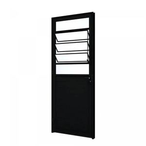 PORTA LUCASA ALUMINIO PRETO DE GIRO LAMBRI MISTA COM BASCULANTE VIDRO BOREAL DIREITA 215X85X7,6 - P9071.1