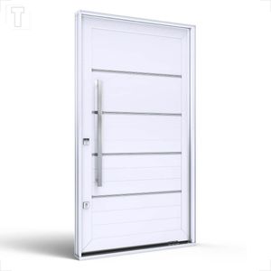 PORTA LUCASA ALUMINIO BRANCO DE GIRO PIVOTANTE LAMBRI COM FRISO E PUXADOR 100CM ESQUERDA 225X130X12 - 9190.1