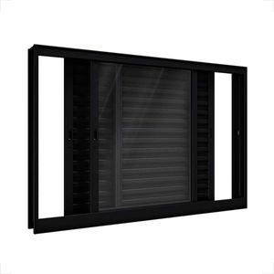 VENEZIANA LUCASA ALUMINIO PRETO CORRER LATERAL SEM GRADE 3 FOLHAS 100X150X14 - P9049.0