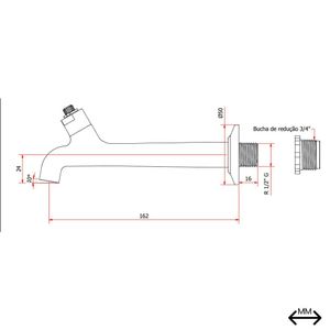 TORNEIRA KIMETAIS 1058 C32 COZINHA PAREDE 160MM C/CONCENTRADOR RETA