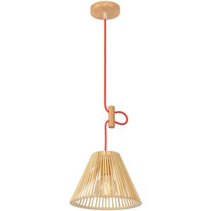 PENDENTE AVANT OKA CONE MADEIRA CRUA 300MM PARA 1 LAMPADA E27