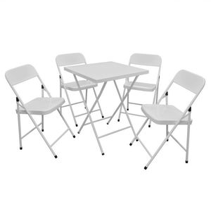 CONJUNTO DE MESA DOBRAVEL ACOMIX COM 4 CADEIRAS BRANCA