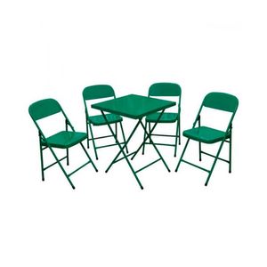CONJUNTO DE MESA DOBRAVEL ACOMIX COM 4 CADEIRAS VERDE ESPECIAL