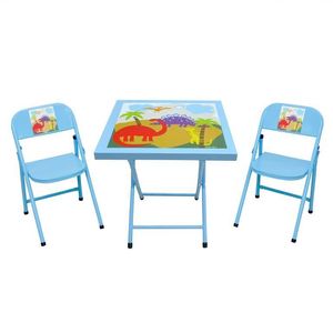 CONJUNTO DE MESA ACOMIX INFANTIL COM 2 CADEIRAS FANTASIA AZUL/DINO