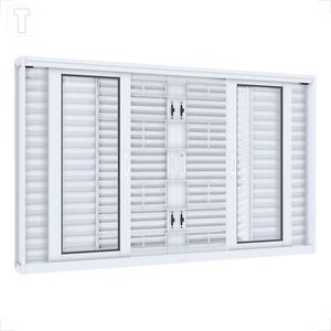 VENEZIANA LUCASA FACILITA DE CORRER CENTRAL FLEX BRANCA GRADE QUADRADA 6 FOLHAS 120X150X15,5
