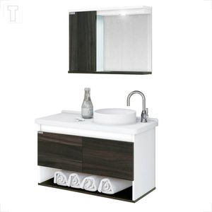 GABINETE PARA BANHEIRO RORATO KIT BERGAMO SUSPENSO CASTAINE 83,5CM + ESPELHEIRA + PIA  578540