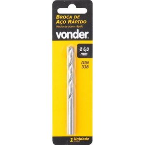 BROCA VONDER AÇO RAPIDO DIN 338-HSS-6,0MM ENCARTELADO