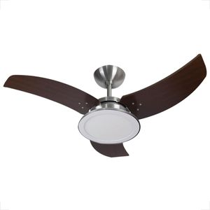 VENTILADOR TETO TRON VENOM LED 3P TABACO CTM AT ALUMINIO ESCOVADO 127V 130W