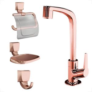 KIT ACESSORIOS LORENZETTI COM TORNEIRA F71 ROSE GOLD 2004 COM 4PEÇAS