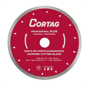 DISCO CORTAG ZAPP 200/1250 DIAMANTADO CONTINUO PROFISSIONAL PLUS VERMELHO