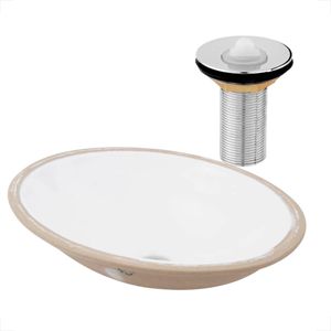 KIT CUBA EMBUTIR OVAL 50 X 38 CM COM VALVULA CROMADA
