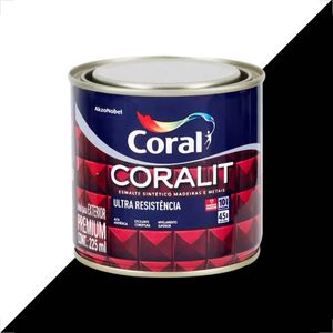 TINTA ESMALTE SINTETICO CORALIT 225ML PRETO ULTRA RESISTENTE
