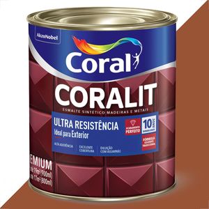 TINTA ESMALTE SINTETICO CORALIT 900ML MARROM CONHAQUE ULTRA RESISTENTE