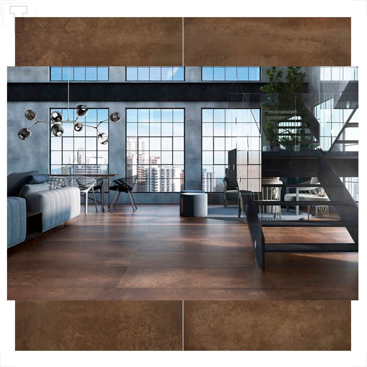PORCELANATO ELIANE 59X118,2 RETIFICADO RODIN CORTEN ACETINADO 8040379