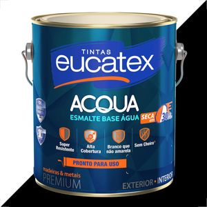 TINTA ESMALTE SINTETICO EUCATEX 3600ML BASE AGUA PRETO BRILHANTE PRONTO P/USO