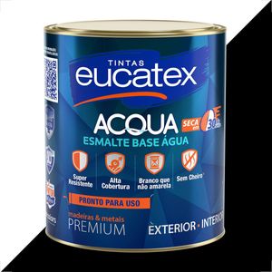 TINTA ESMALTE SINTETICO EUCATEX 900ML BASE AGUA PRETO BRILHANTE PRONTO PARA USO