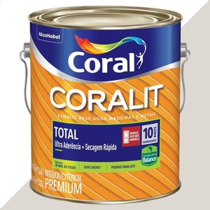 TINTA ESMALTE SINTETICO CORALIT TOTAL 3600ML BRANCO GELO BRILHANTE SECAGEM RAPIDA BASE DE AGUA