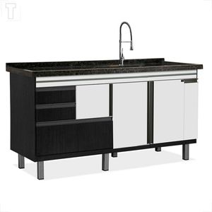 GABINETE LOCATT 1,74MT NEW ELEGANCE NERO/BRANCO