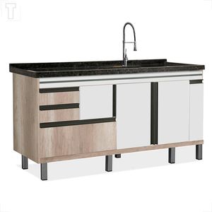 GABINETE LOCATT 1,44MT NEW ELEGANCE BARRIQUE/BRANCO