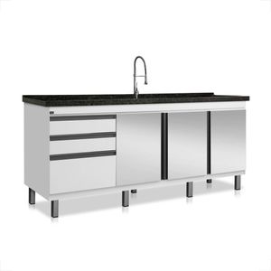 GABINETE LOCATT 1,74MT NEW IDEALI BRANCO/ESPELHADO