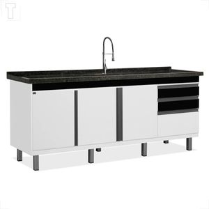 GABINETE LOCATT 1,94MT NEW IDEALI BRANCO/PRETO
