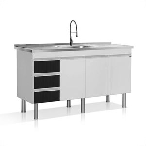 GABINETE LOCATT 1,44MT STYLE BRANCO/NERO