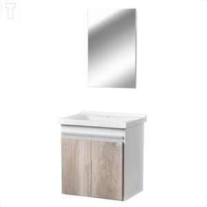 GABINETE PARA BANHEIRO LOCATT 0.45 KIT ECCO BRANCO/BARRIQUE