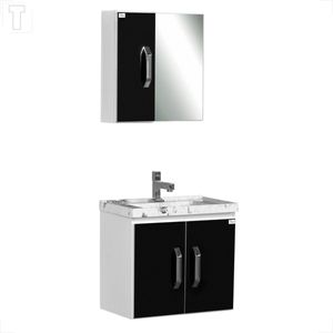 GABINETE PARA BANHEIRO LOCATT 0.50 KIT PRATTIC BRANCO/PRETO 913.050.009
