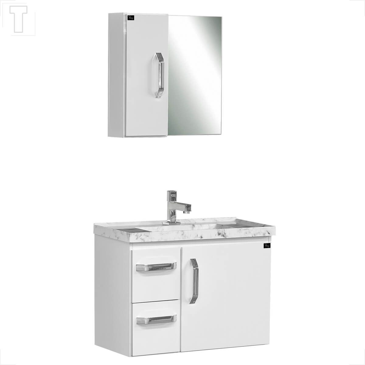 GABINETE PARA BANHEIRO LOCATT 0.60 KIT PRATTIC BRANCO 912.060.002