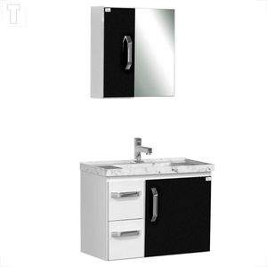 GABINETE PARA BANHEIRO LOCATT 0.60 KIT PRATTIC BRANCO/PRETO 912.060.009